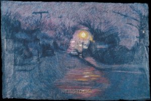 Pre-Dawn Fog Colored Pencil framed: 35.5